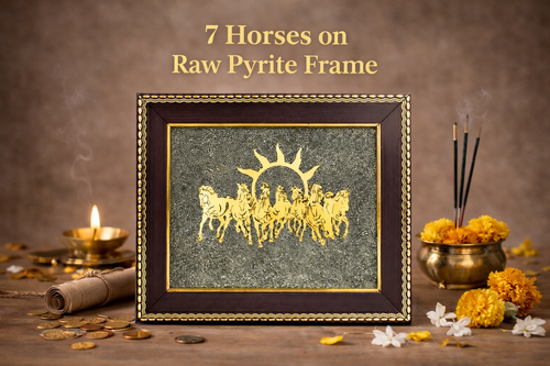 The govind: 7 Horses on Raw Pyrite Frame – A Symbol of Success, Growth & Abundance