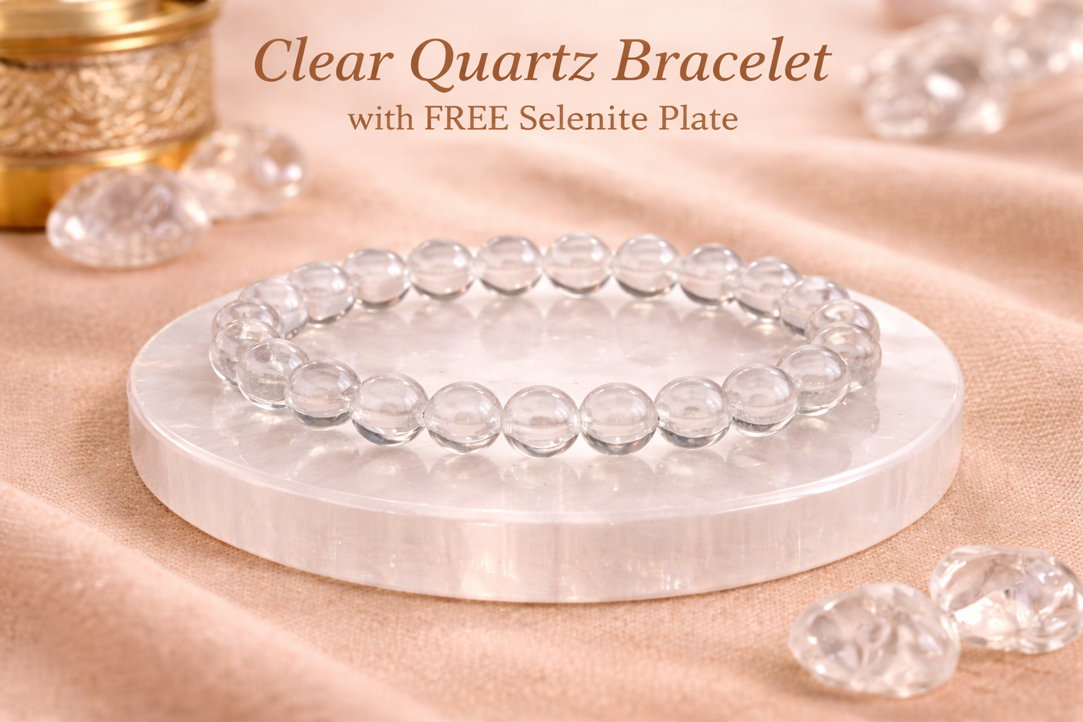 The Govind: Clear Quartz with Selenite Plate