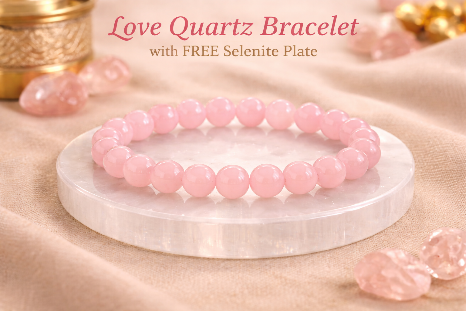 The Govind: Rose Quartz with Salenite Plate